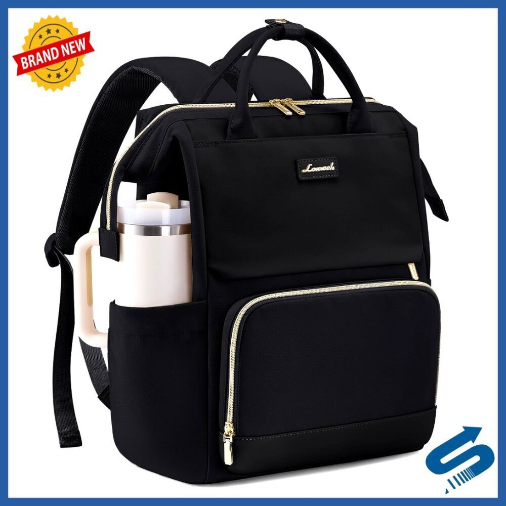Large Laptop Backpack with Tumbler Holder, Travel Work Bag for Professionals